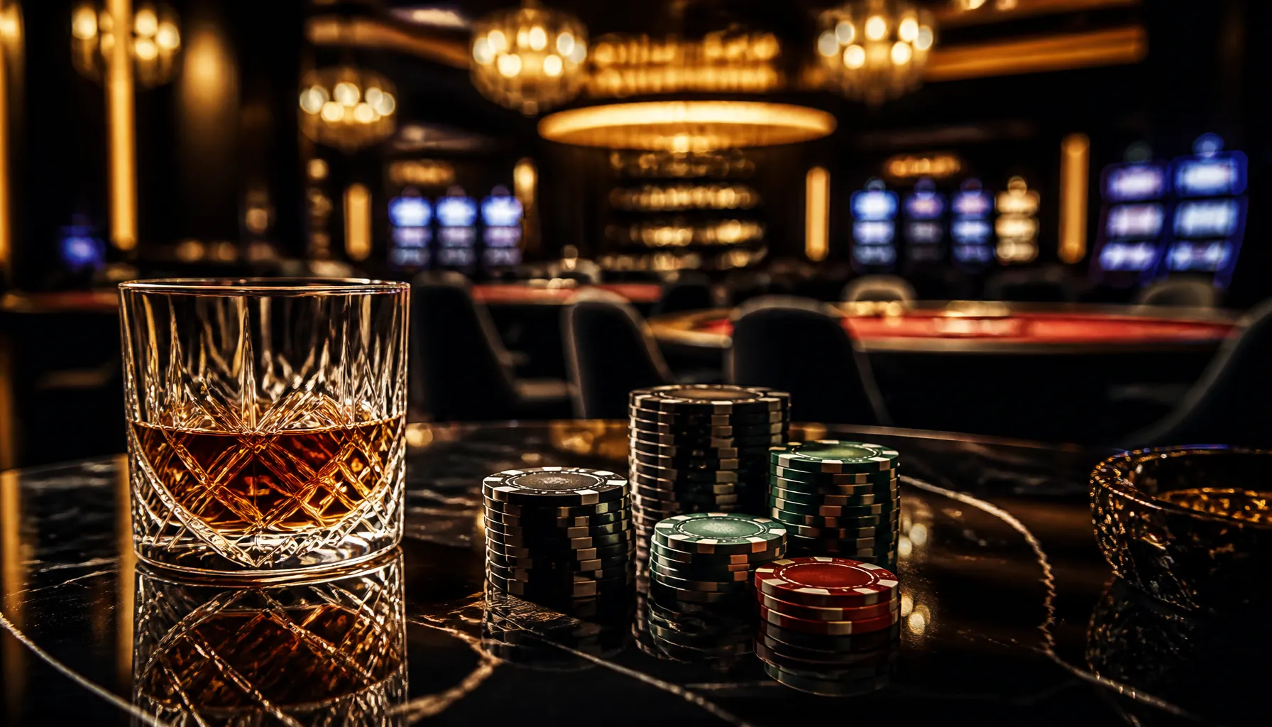 Ornate golden treasure chest overflowing with jewels and coins, cinematic jewel-tone lighting, luxury casino lifestyle