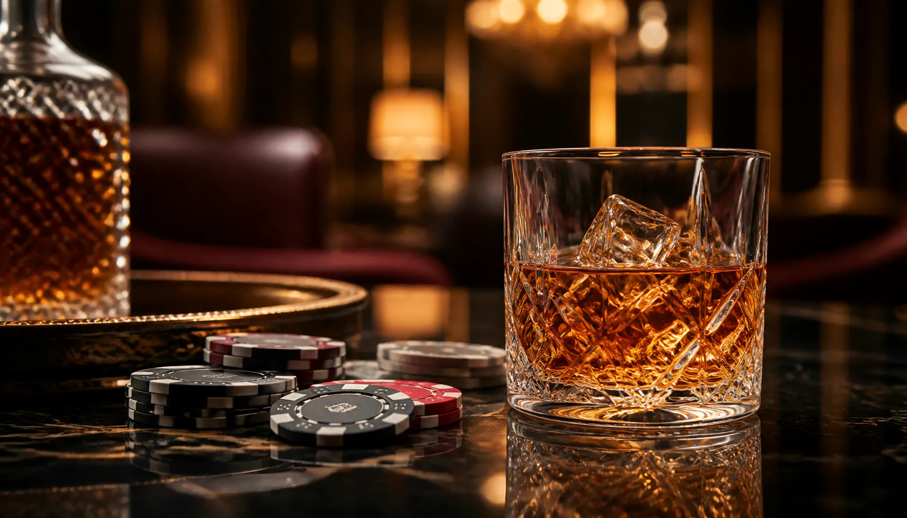 Ornate golden treasure chest overflowing with jewels and coins, cinematic jewel-tone lighting, luxury casino lifestyle